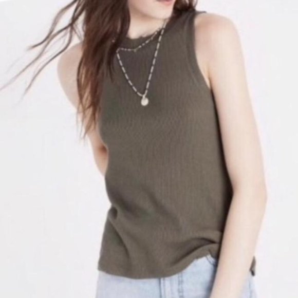 Madewell Ribbed Army Green Tank - Picture 3 of 3
